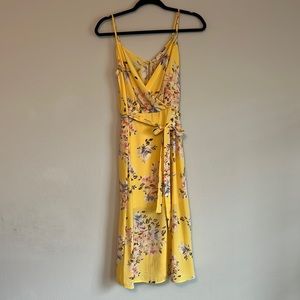 Yellow Floral Midi Dress